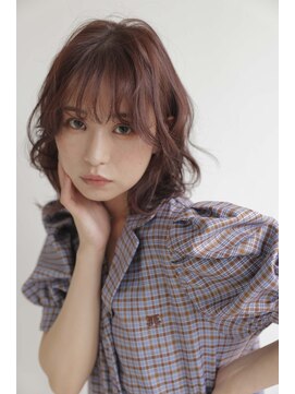 ぱっつんボブ/顔まわりカット/ブリーチなしダブルカラー