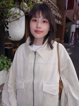 ネルケ 立川(nelke) 顔周りレイヤーシースルーバング暗髪グレージュ小顔カット立川