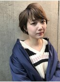 ショートボブ×デザインカラーアッシュブラウン
