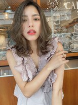 ルービック(Rubik's)&nbsp;大人かわいいフェザーバング_透明感グレージュ