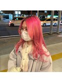 ロングレイヤー×ピンクヘア