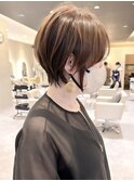 大人丸みショートボブ/ショート/マッシュショート/ハイライト