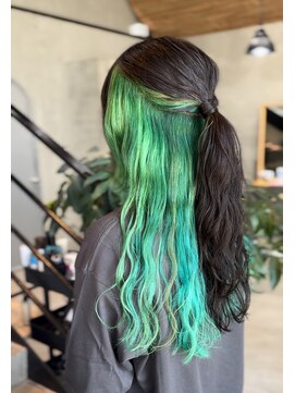 if ライブ仕様ハーフアップ×グリーンカラー