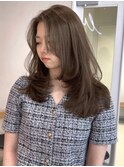 レイヤーカット まろみベージュ ブリーチなしカラー