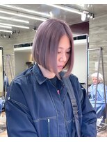 ラベンダーグレージュハイトーンダブルカラーケアブリーチボブ