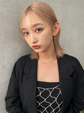 パーク(PARK) 【PARK】切りっぱなしボブ×ハイトーンベージュ