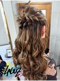 【ヘアセット】華やか編み込みハーフアップ+ウェーブヘア 茅ヶ崎