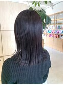 20代30代40代ラベンダーグレーミディアムボブ切りっぱなし