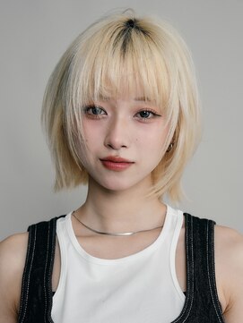 サンクマーケット 渋谷(cinq MARKET) 渋谷ブリーチダブルカラータッセルボブホワイトブロンドカラー