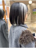 ハイライト/ケアブリーチ/ホワイトカラー/アクセントカラー/ボブ