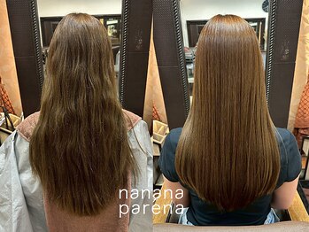 ナナナ パレナ 宝塚店(nanana parena)の写真/【髪質改善】人気の液晶乳化縮毛矯正で、繰り返すほど艶・ハリ・コシがUP!年齢等による悩みも相談下さい♪