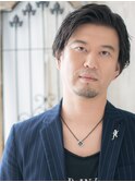 くすみカラーアップバングのトラッド風ウェットヘアE草加