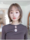 韓国風くびれヘア/マロンベージュ/大人かわいい/前髪あり
