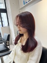 ブレンド 渋谷(BLend)&nbsp;グレージュマチルダボブインナーグレージュ 前髪ブルーブラック