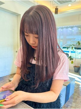 ヘアーアイスカルテット(HAIR ICI QUARTET) ブリーチなし透明感ピンクロングストレート