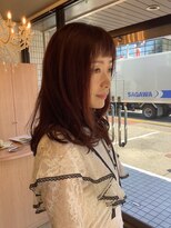 ヘアヌーダ&nbsp;ロング、カット、レッドカラー、ワインレッドカラー、艶カラー