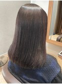 絹髪/ダークグレージュ/丸みセミロング/髪質改善