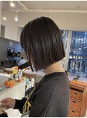 切りっぱなしボブ 前下がりボブ 丸顔 ミニボブ s