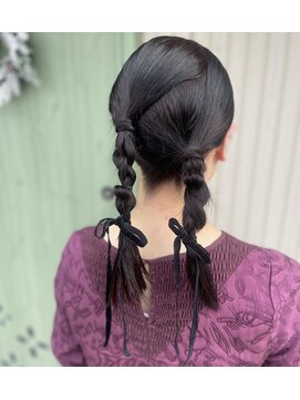 タイトツインヘア/お呼ばれヘア/ヘアセット