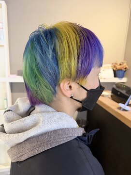 派手髪・ハイトーンカラー・デザインカラー・ブリーチ専門美容室 レインボーカラーデザインカラー派手髪原色カラーカラーバター