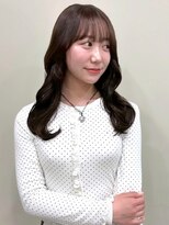 ユニバイリサ 天神大名店(uni by risa)&nbsp;韓国ヘア レイヤーカット ゆる巻き セミロング グレージュ