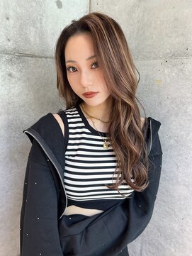 ロンドメリア 天神大名店(Lond Melia) ★くびレイヤーエモージュインナーグレージュ前髪ピンクベージュ