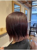 切りっぱなしボブ×白髪ぼかしワインレッドカラー
