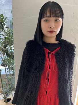 スタン 渋谷(Stam) 黒髪ボブ切りっぱなしボブ顎ラインボブタイトボブボブヘアカット