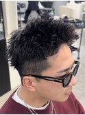 熊本 スパイキーショート パーマ アップバング MEN'S HAIR