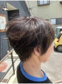 お白髪ぼかしカラー　ショートウルフ　ハイライト