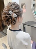 編み込みアレンジのアップ　ヘアセット