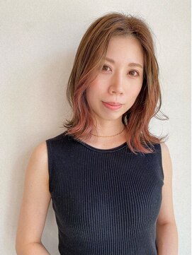 ヘアサロン セロ(Hair Salon SERO) 【セロ姫路】外はねセミディ_インナーカラーピンク