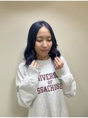 インナーカラー/ネイビー＆パープル