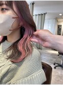 20代 30代 40代 インナーカラーロングケアブリーチベビーピンク