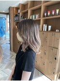20代30代40代ダブルカラー透明感毛先パーマ肩ライン外ハネ