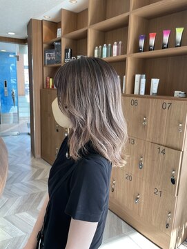 アース 三田南ウッディタウン店(HAIR&MAKE EARTH) 20代30代40代ダブルカラー透明感毛先パーマ肩ライン外ハネ