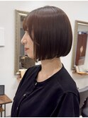 小顔大人ボブ艶髪ワンカール顔周りレイヤー縮毛矯正ワンレン前髪