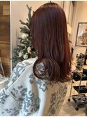 ブリーチなしダブルカラー　ワインレッド