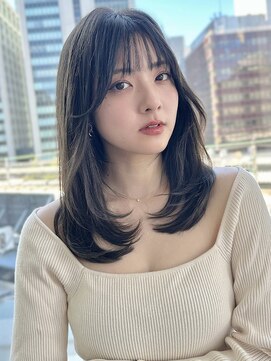 バイオレットジェム(Violet`jem) ミディアムレイヤーぱっつん前髪似合わせカット韓国ヘア