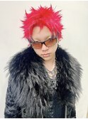 ハイトーンデザインレッドスパイキーショート