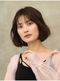 重めボブ×オリーブグレージュ