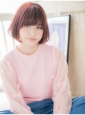 mod's天神/チェリーレッドフレンチカジュアル小顔Aラインボブa