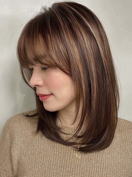 アンドワークス カシワ(&WORKS kashiwa) 艶感UP！上品な【ハイライトミディアムスタイル】