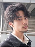 メンズシースルーマッシュニュアンスパーマシャドウパーマテテ風