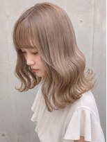 エヌア(ENURE)&nbsp;ロングレイヤー ベージュカラー ショートボブ 切りっぱなし