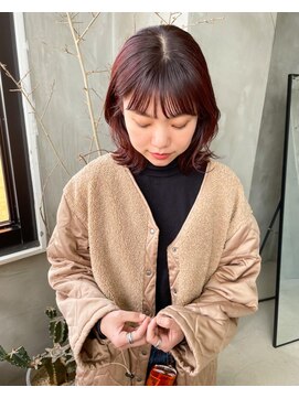 テトヘアー(teto hair) ピンクブラウンピンクカラー暖色深みレッドカラー