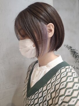 エリマ 調布(elima) ミニボブ インナーカラー パープル イルミナカラー