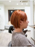 ショートボブ×オレンジ