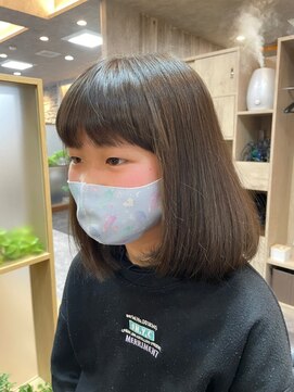 マインド サイトー ヘア アンド スパ mind saito hair&SPA ガーリーミディアムボブ×耳掛けアレンジ×一つ縛りレングス