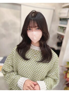 サンド 鹿児島中央(sand) 黒髪/グレーベージュ/レイヤーロング/前髪パーマ[鹿児島中央駅]